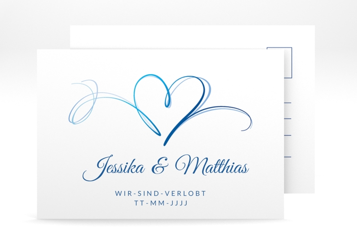 Verlobungskarte Hochzeit Envie A6 Postkarte blau