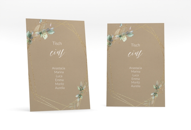 Tischaufsteller Hochzeit Greenish Tischaufsteller Kraftpapier