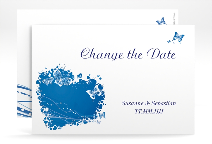 Change the Date-Karte Hochzeit Mailand A6 Karte quer blau