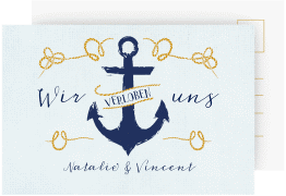 Verlobungskarte Hochzeit Anker A6 Postkarte tuerkis