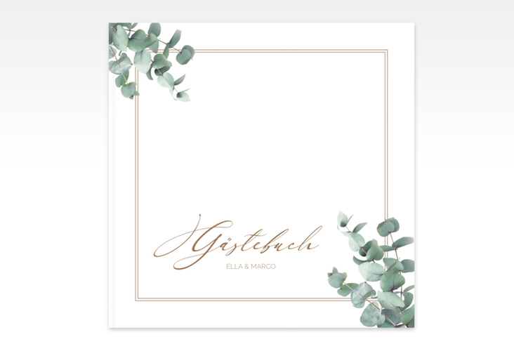 Gästebuch Creation Hochzeit Eucalypt 20 x 20 cm, Hardcover mit Eukalyptus und edlem Rahmen
