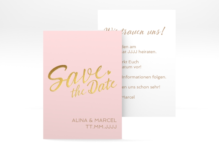 Save the Date-Visitenkarte Glam Visitenkarte hoch rosa hochglanz