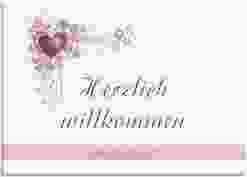 Willkommensschild Leinwand Triest 70 x 50 cm Leinwand pink