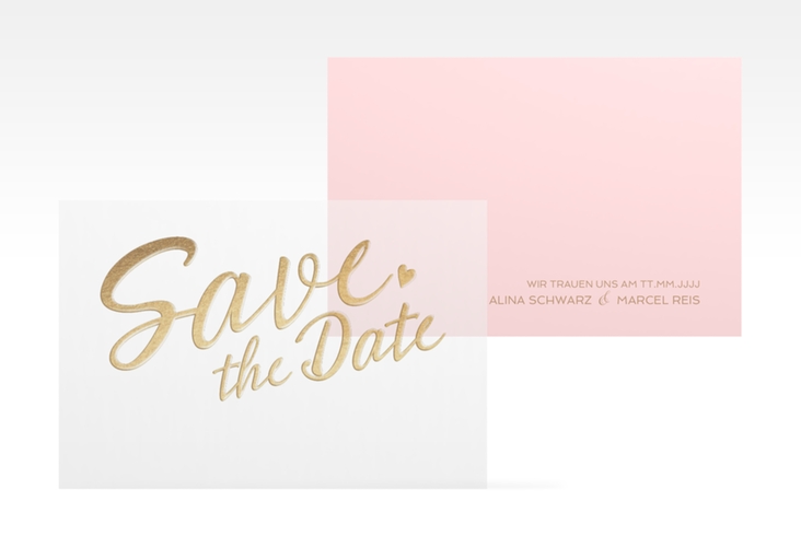 Save the Date Deckblatt Transparent "Glam" A6 Deckblatt transparent rosa