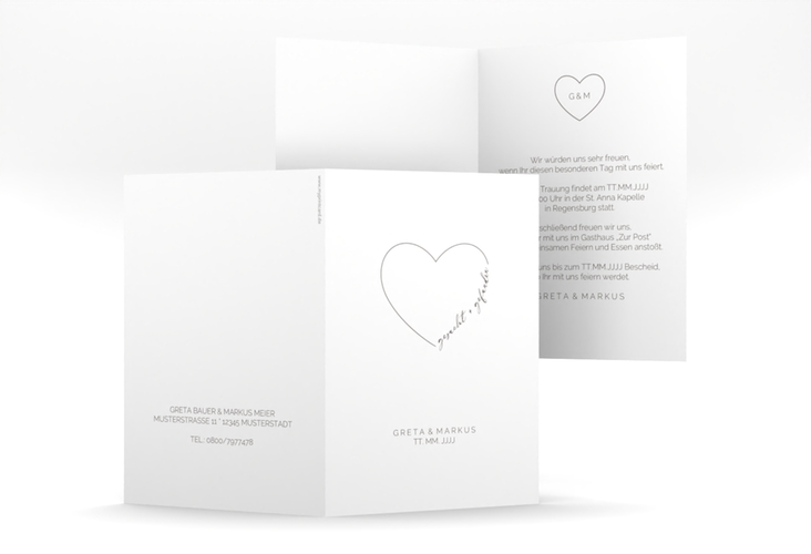 Einladungskarte Hochzeit Lebenstraum A6 Klappkarte hoch weiss hochglanz