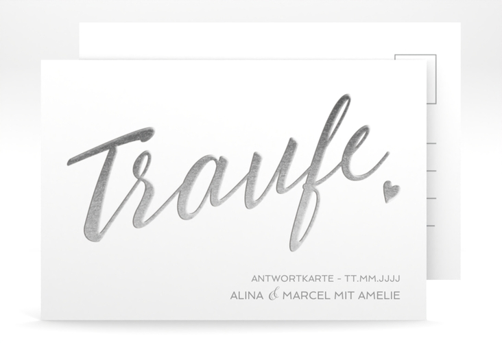 Antwortkarte Hochzeit Traufe A6 Postkarte weiss