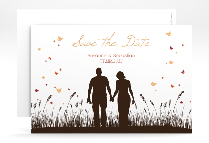 Save the Date-Karte Hochzeit Rouen A6 Karte quer braun