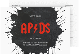 Klick: Details zu Antwortkarte Hochzeit "Hardrock" anzeigen Antwortkarte Hochzeit Hardrock A6 Postkarte schwarz für Rockband-Fans