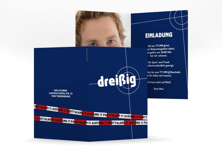 Einladung 30. Geburtstag Feierort A6 Klappkarte hoch
