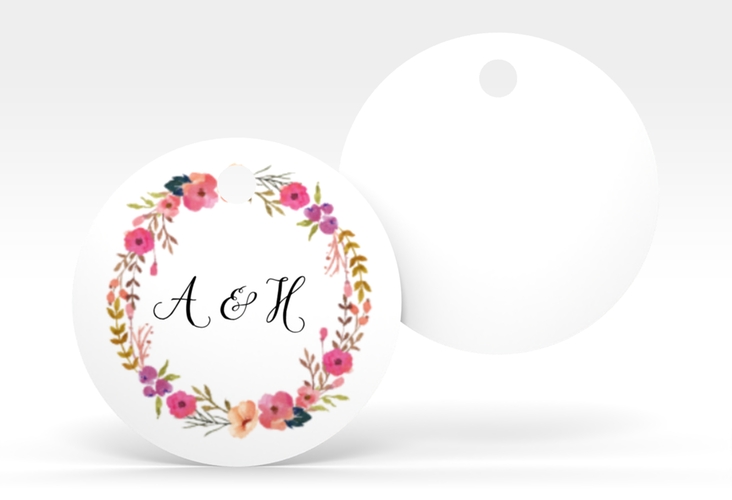 Geschenkanhänger Hochzeit Fiore Geschenkanhänger, rund weiss