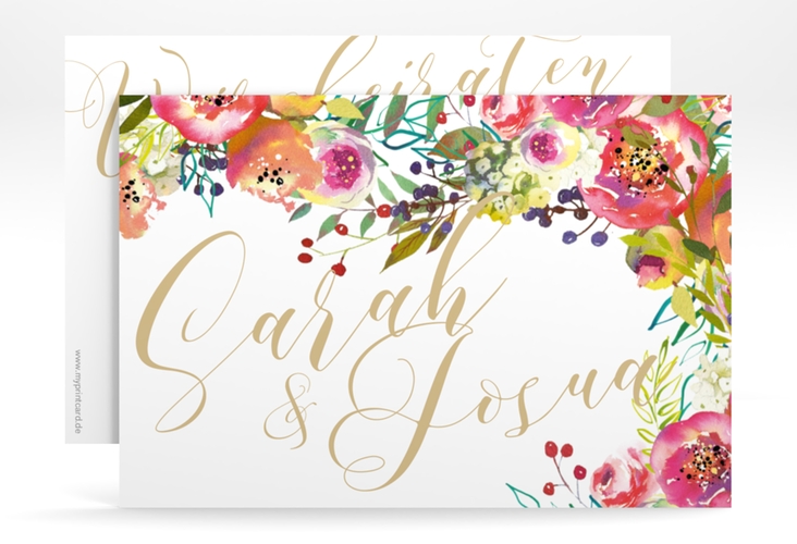 Save the Date-Karte Flowerbomb A6 Karte quer weiss hochglanz