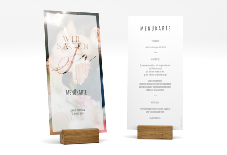 Menükarte Hochzeit Amazing lange Karte hoch hochglanz