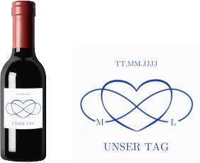 Klick: Details zu Piccoloetikett Hochzeit "Infinity" anzeigen Piccoloetikett Hochzeit Infinity Etikett Piccolo blau