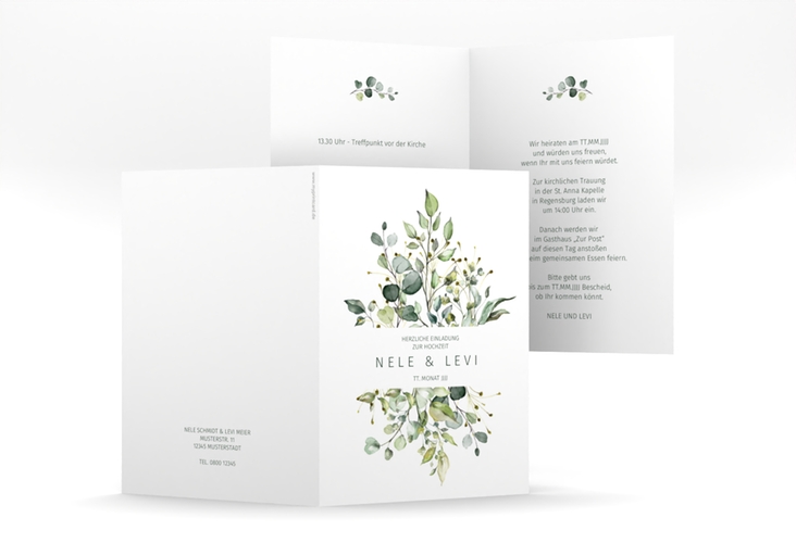 Einladungskarte Hochzeit Enchanting A6 Klappkarte hoch weiss