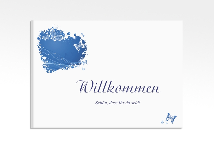 Willkommensschild Leinwand Mailand 70 x 50 cm Leinwand blau