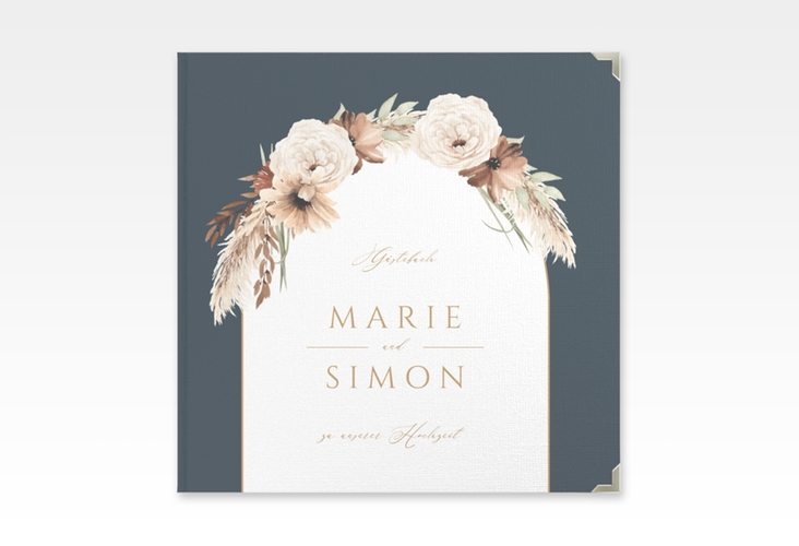 Gästebuch Selection Hochzeit Blumenbogen Leinen-Hardcover blau