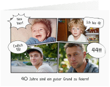 Einladungskarte Comicstrip A6 Klappkarte quer bunt