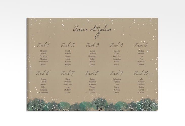 Sitzplan Leinwand Hochzeit Winterhochzeit 70 x 50 cm Leinwand Kraftpapier