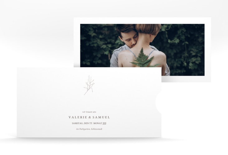 Hochzeitseinladung Ivy Einsteckkarte hochglanz minimalistisch mit kleiner botanischer Illustration