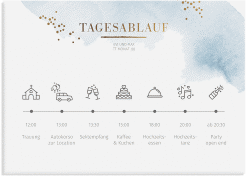 Tagesablauf Leinwand Hochzeit Pastell 70 x 50 cm Leinwand blau