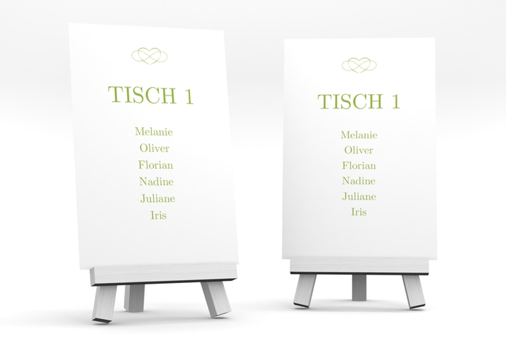 Tischaufsteller Hochzeit Infinity Tischaufsteller gruen