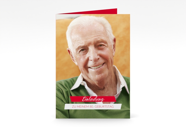 Einladung 80. Geburtstag Happy A6 Klappkarte hoch