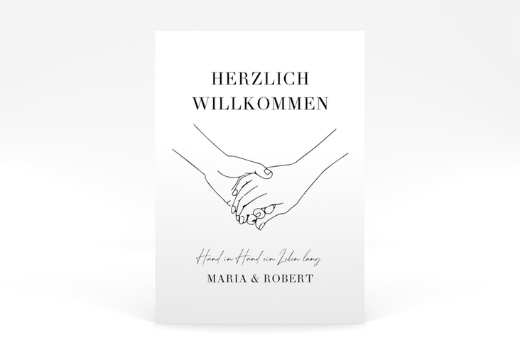 Willkommensschild Poster Hands 50 x 70 cm Poster mit sich haltenden Händen im Monoline-Stil