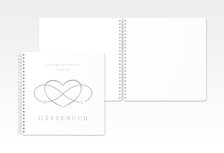 Gästebuch Hochzeit Infinity Ringbindung grau