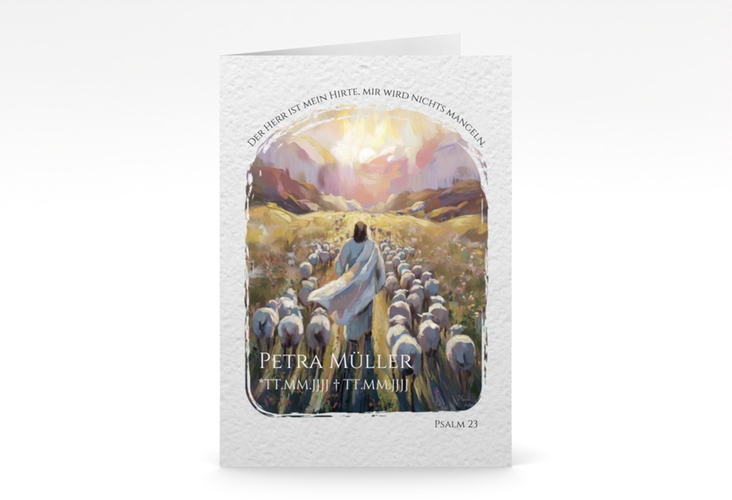 Trauerkarte Hirte A6 Klappkarte hoch weiss