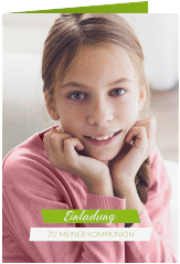 Einladung Kommunion Gladness A6 Klappkarte hoch gruen