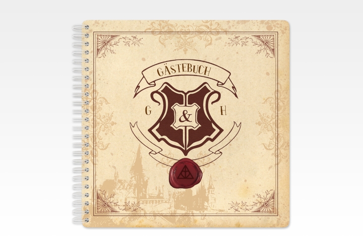 Gästebuch Hochzeit Zauberkunst Ringbindung mit Fantasy-Wappen, Siegel und Zauberschule