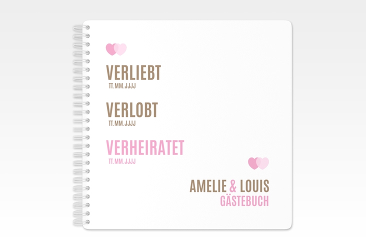 Gästebuch Hochzeit Couple Ringbindung rosa