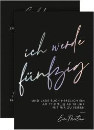 Einladung 50. Geburtstag Pastell Schrift A6 Karte hoch bunt