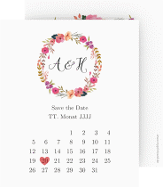 Klick: Details zu Save the Date-Kalenderblatt "Fiore" anzeigen Save the Date-Kalenderblatt Fiore Kalenderblatt-Karte weiss
