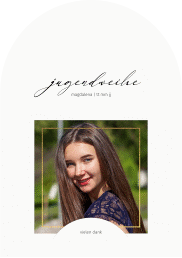 Einladung Jugendweihe Quadro mittlere Bogen-Karte + Foto weiss