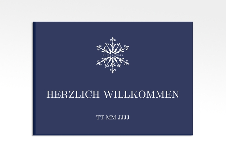 Willkommensschild Hochzeit Crystal 70 x 50 cm Leinwand mit Eiskristall