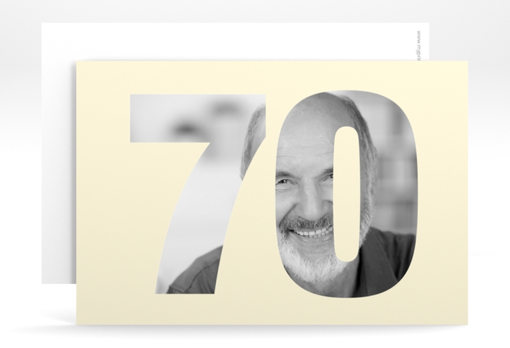 Einladung 70. Geburtstag Numbers A6 Karte quer beige hochglanz