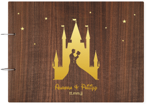Klick: Details zu Gästebuch Holzcover Nussbaum "Castle" anzeigen Gästebuch Holzcover Nussbaum Castle Holz-Cover, bedruckt lila