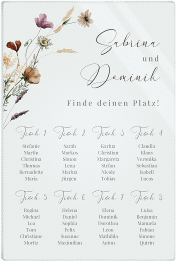 Klick: Details zu Sitzplan Acryl Hochzeit "Sauvages" anzeigen Sitzplan Acryl Hochzeit Sauvages 40 x 60 cm Acryl bunt mit getrockneten Wiesenblumen