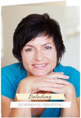 Einladung 50. Geburtstag Happy A6 Klappkarte hoch beige