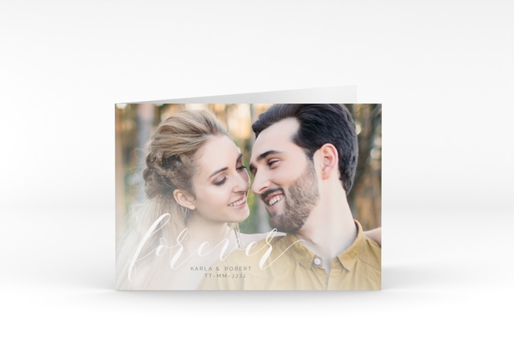 Hochzeitseinladung Promise A6 Klappkarte quer weiss