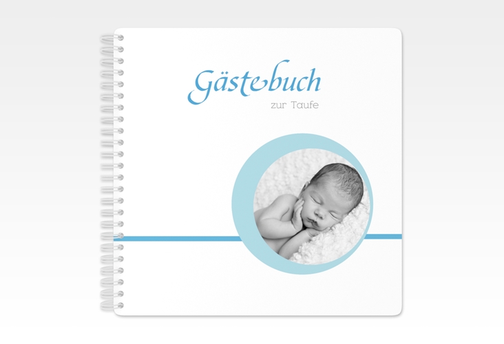 Gästebuch Taufe Bubble Ringbindung blau