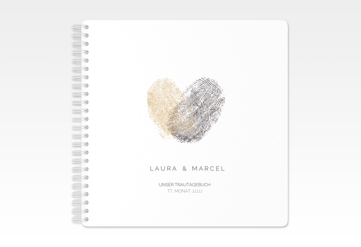 Trautagebuch Hochzeit Fingerprint Trautagebuch Hochzeit beige schlicht mit Fingerabdruck-Motiv