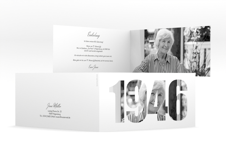 Einladungskarte Jahreszahl 2026 lange Klappkarte quer