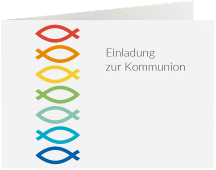 Kommunionseinladung Pisces A6 Klappkarte quer weiss