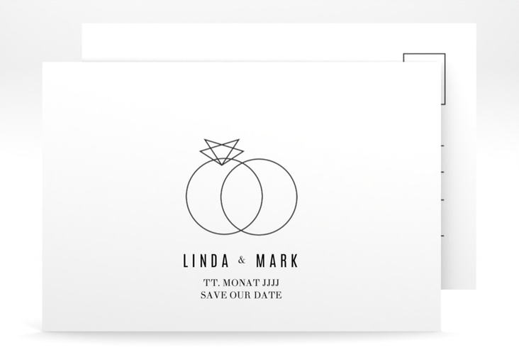Save the Date-Postkarte Rings A6 Postkarte weiss