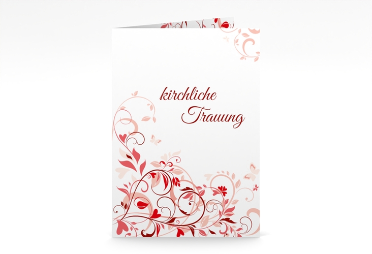 Kirchenheft Hochzeit Lilly A5 Klappkarte hoch rot hochglanz