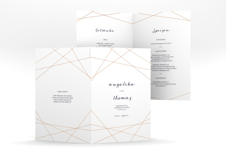 Menükarte Hochzeit Asymmetry A5 Klappkarte hoch weiss