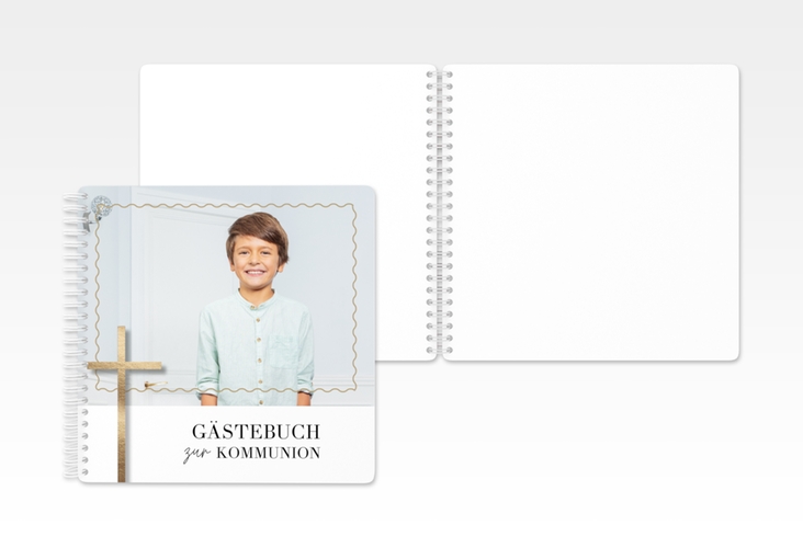 Gästebuch Kommunion Kirchenfest Ringbindung weiss