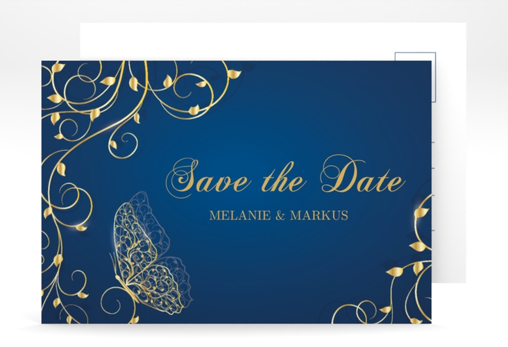 Save the Date-Postkarte Eternity A6 Postkarte blau hochglanz